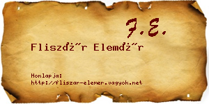 Fliszár Elemér névjegykártya